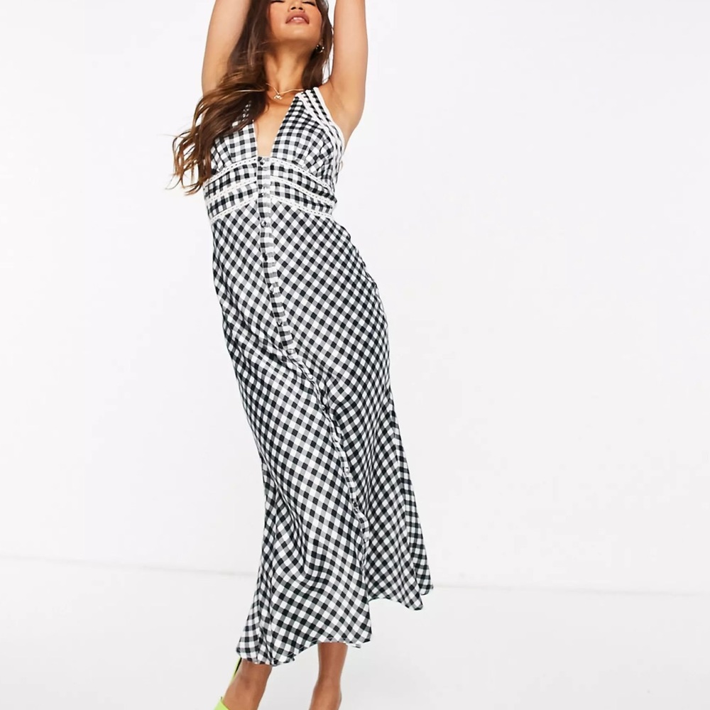 NWT ASOS Design Gingham Midi Dress
